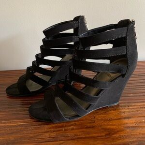 Black strap heels by guess